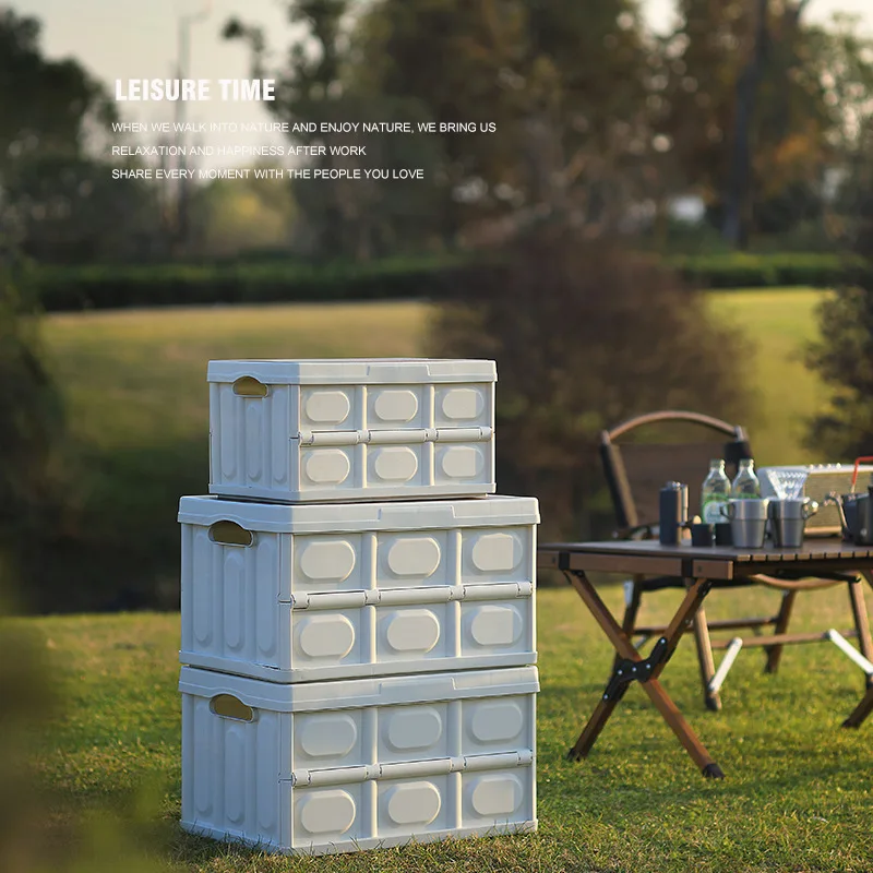 Modern Portable Storage Box with Detachable Folding Design Large Organizer Camping Folding Box with Lid
