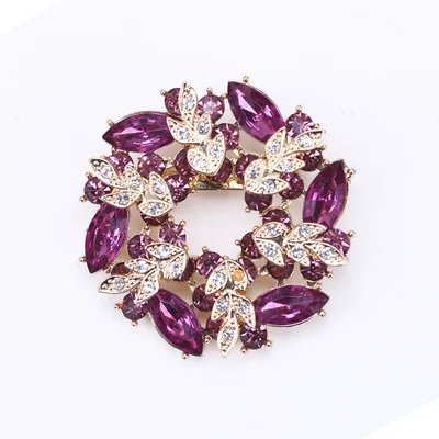 High Quality  Fancy Bouquet Brooch Pin Beautiful Crystal  Floral Garland Assorted Colors Flower Brooches