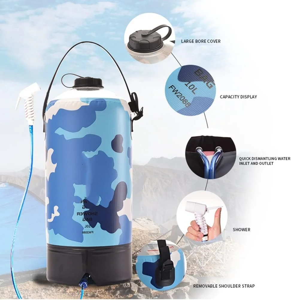 Wholesale Durable Camping Shower Bag Portable Solar Heated Shower Custom Outdoor Shower Bag for Hiking