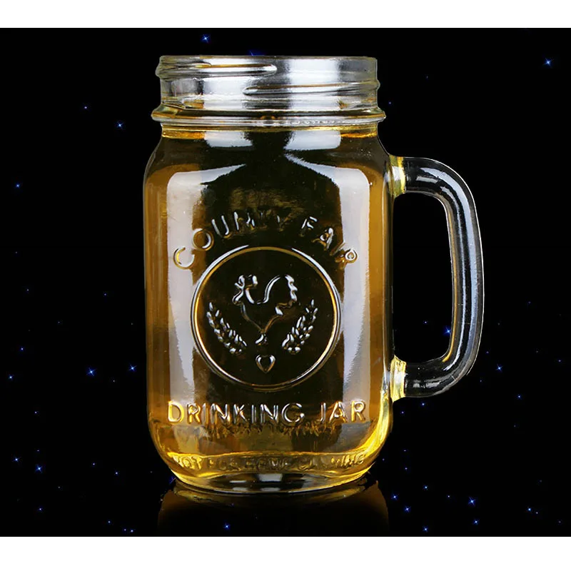 Avertan  drinking glass mason jar  Mexico rooster cup beer mug glass jar handle mason jarwith handles