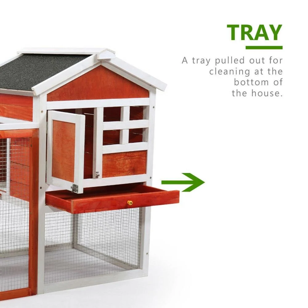 Large Outdoor Double Space Deck Portable Wooden Chicken Coop With Stairs