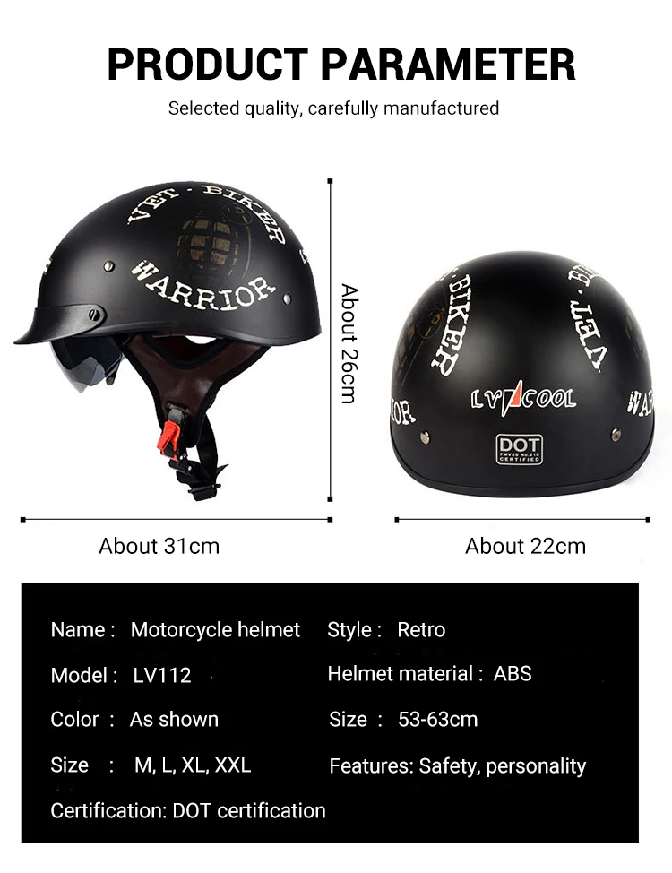 German classic half face motocross helmet WWII retro helmet Vintage ABS motorcycle helmet