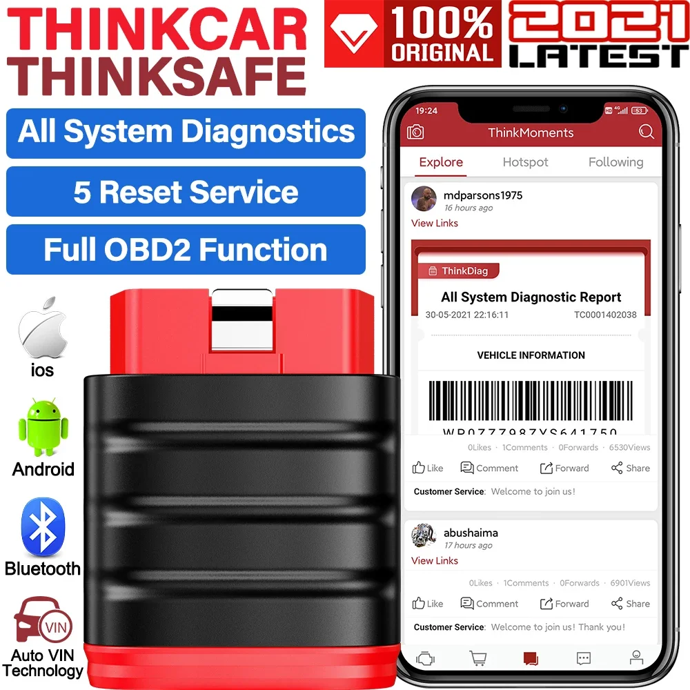 Thinkcar thinksafe OBD2 Автомобильный сканер все системы всех марок Бесплатная масло ABS EPB сброс OBD 2 диагностический инструмент PK thinkdiag