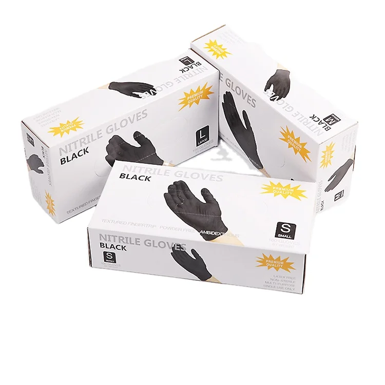 High Quality Tattoo Accessories Wholesale Gloves Nitrile Butadiene Rubber Working Disposable Black Gloves