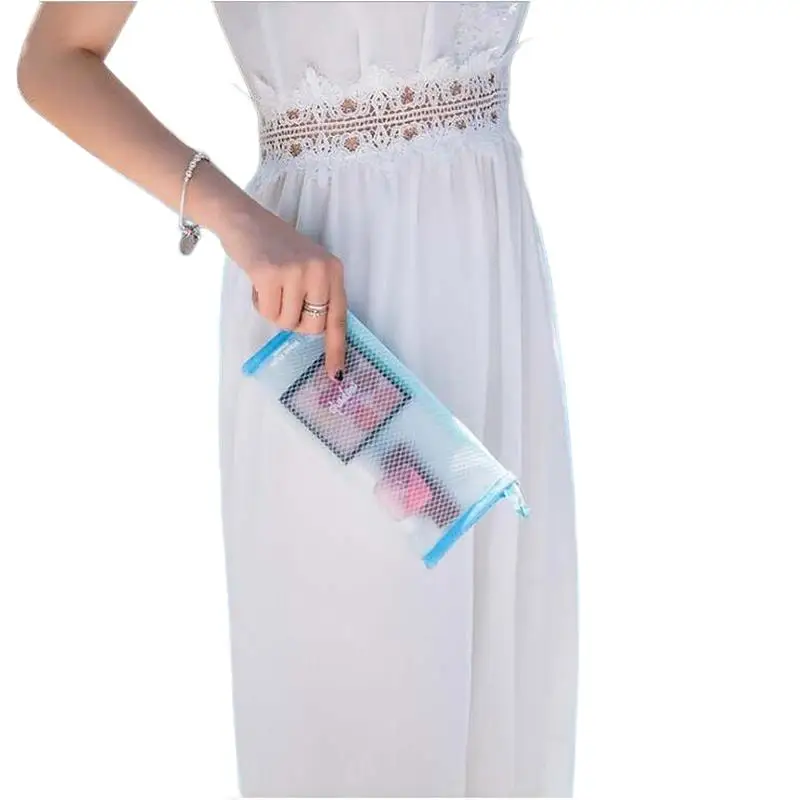 Makeup Travel Bag Custom Printed Logo Pvc Hanging Toiletry Toiletry Custom Plastic Sublimation With Led Mirror clear plastic bag