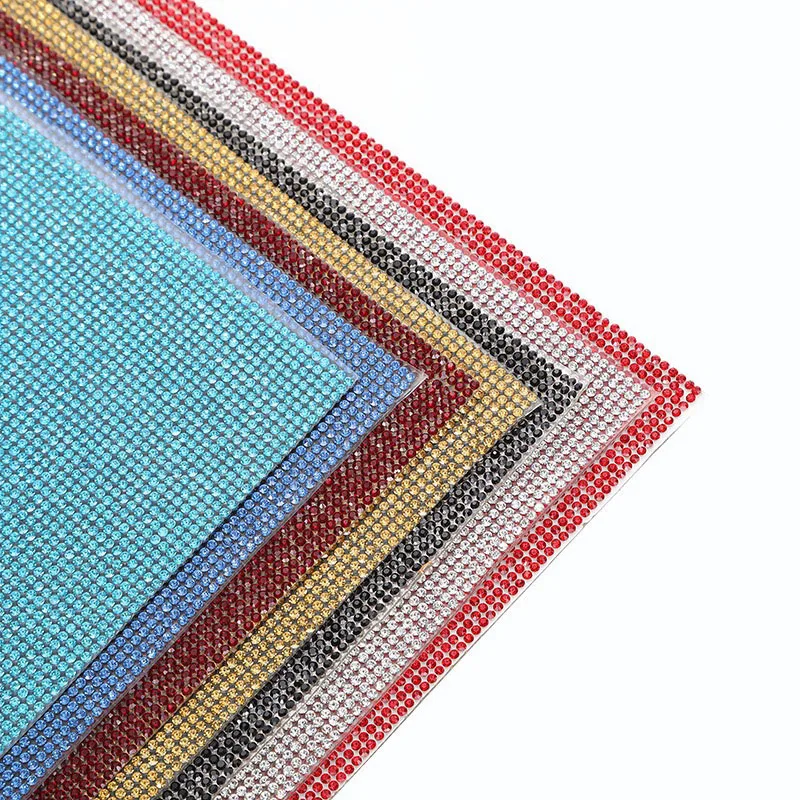 Lan Guang Wholesale 12*20cm Self Adhesive Hotfix Crystal Rhinestone Sticker Sheet with Gum Diamond Ribbon for Decoration