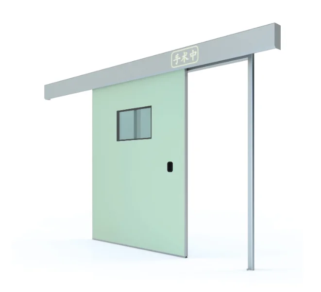 Автоматические клинические раздвижные двери огнеупорные Заводские стальные противопожарные с 400*400 прозрачными стеклянными окнами