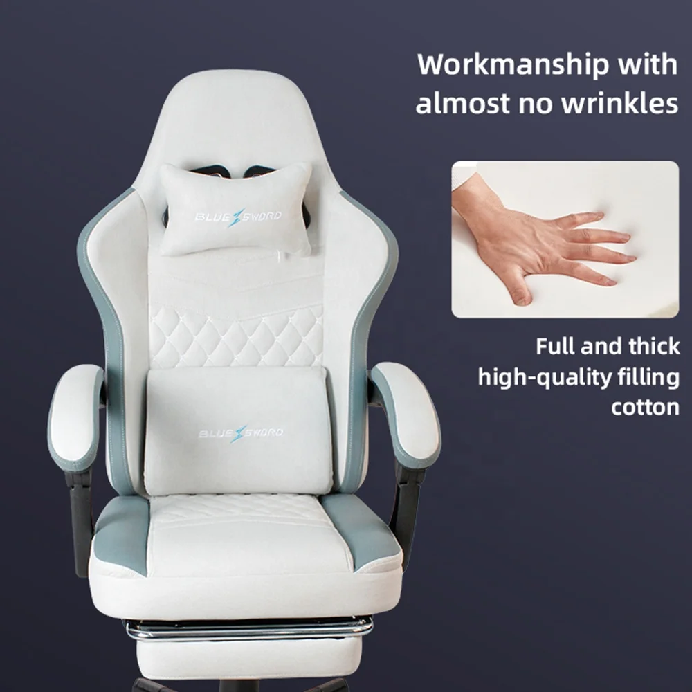 Wholesale high quality computer fabric white gaming chair racing gamer chair with footrest