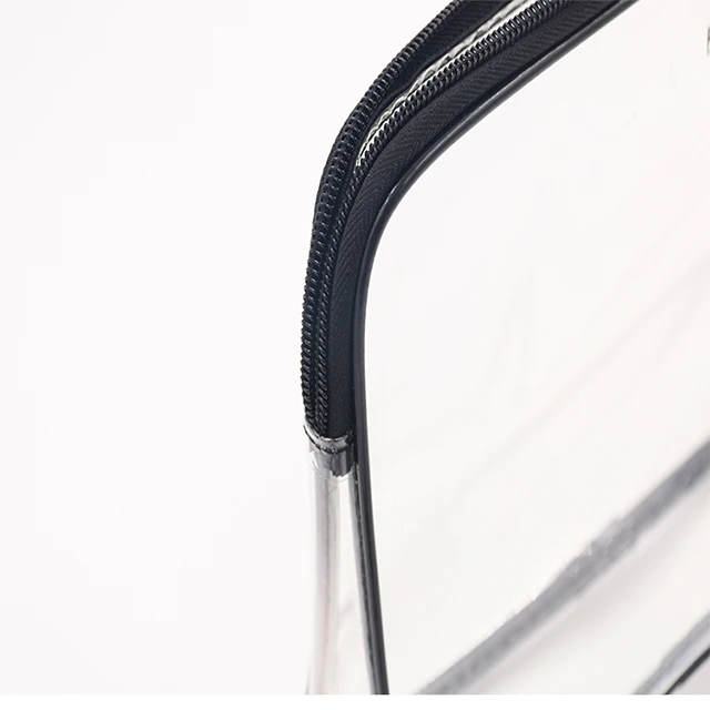 
In stock Black PVC Clear Transparent Zipper Beauty Cosmetic Box Make Up Bag 