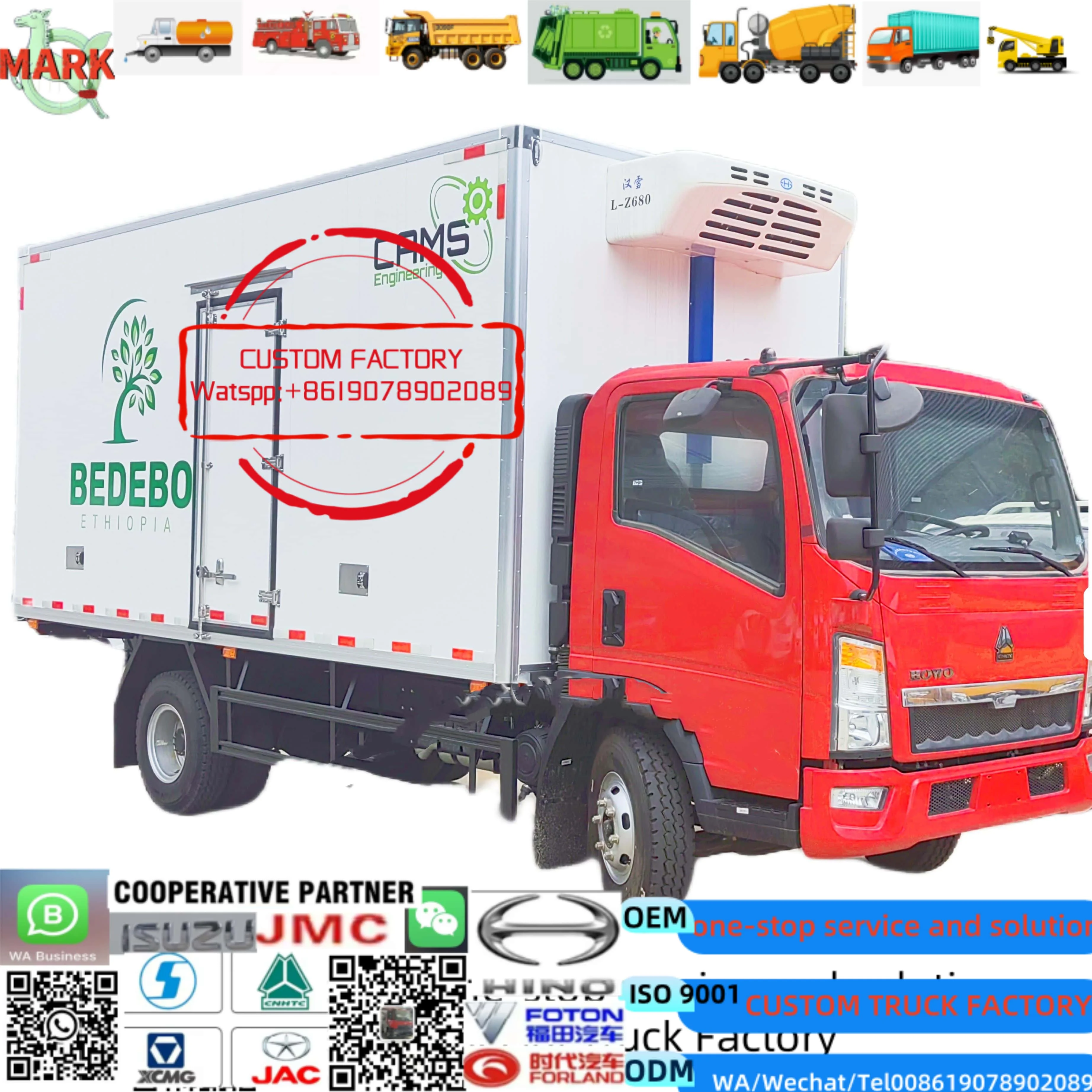 Diesel Fuel Euro 5 Emission New HOWO 6 Wheels 4x2 Small Manual Refrigerator Truck Freezer Truck Refrigerated Container Truck