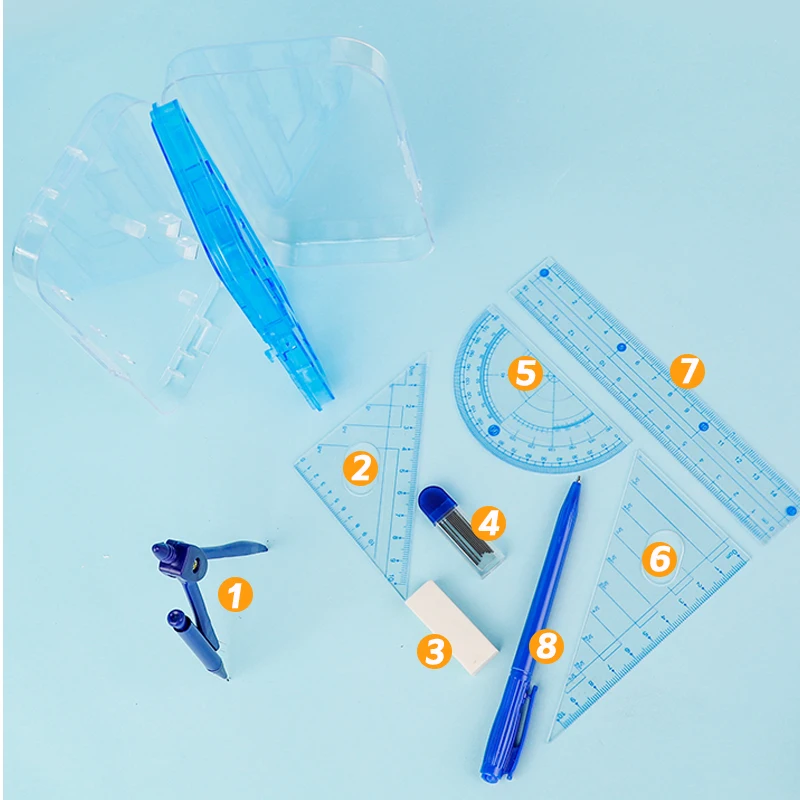 Hot Selling Metal Mathematical Geometric Protractor Drawing Ruler Compass with high quality Student Stationery