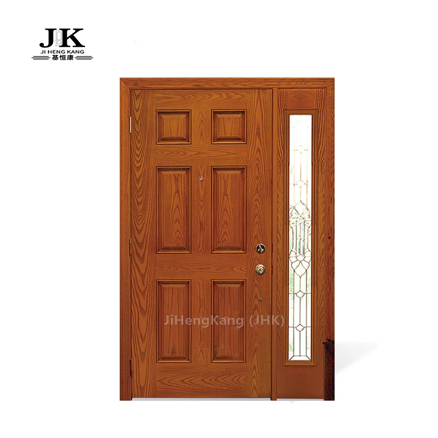 JHK-FD06 Американский стекловолокна двери из КРАСНАЯ ОТДЕЛКА 6-панельная Стеклопластиковая дверь с боковой