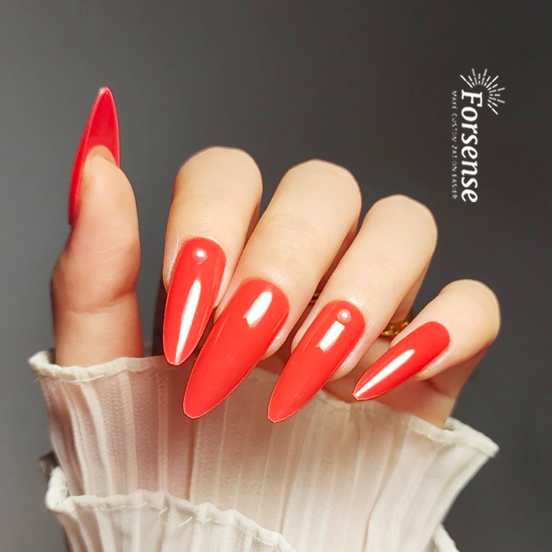 high quality long stiletto false nails with design and stickers sexy fake nail supplies professional press on nail manufacturers