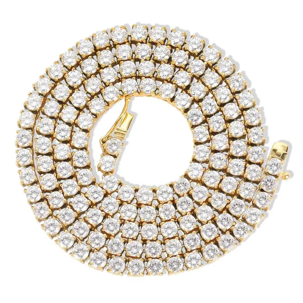2023 Hot Sale High Quality 14K  10K Yellow Gold 925 Sterling Silver  D vvs  Moissanite Chain Tennis Necklace For Women