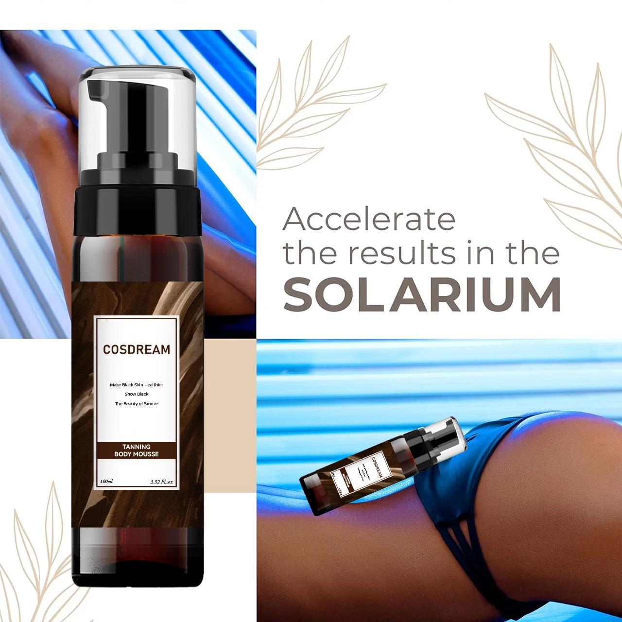 PINHE Tanning body mousse Keeps dark skin glowing Gives the skin a dark glow Tanning body mousse for man and women beauty black