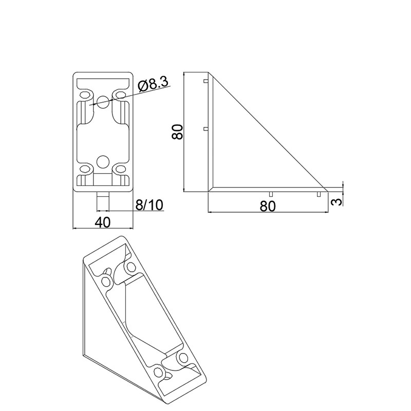 1164 china manufacturer aluminum bracket 40*80  for aluminum profile 4080f 4080 3060 2040