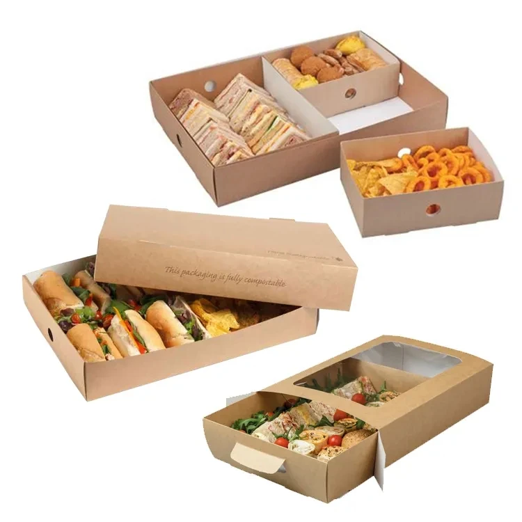 Manufacturer produces ECO friendly picnic food packaging kraft paper boxes picnic Dessert Biscuit Cake Gift Box