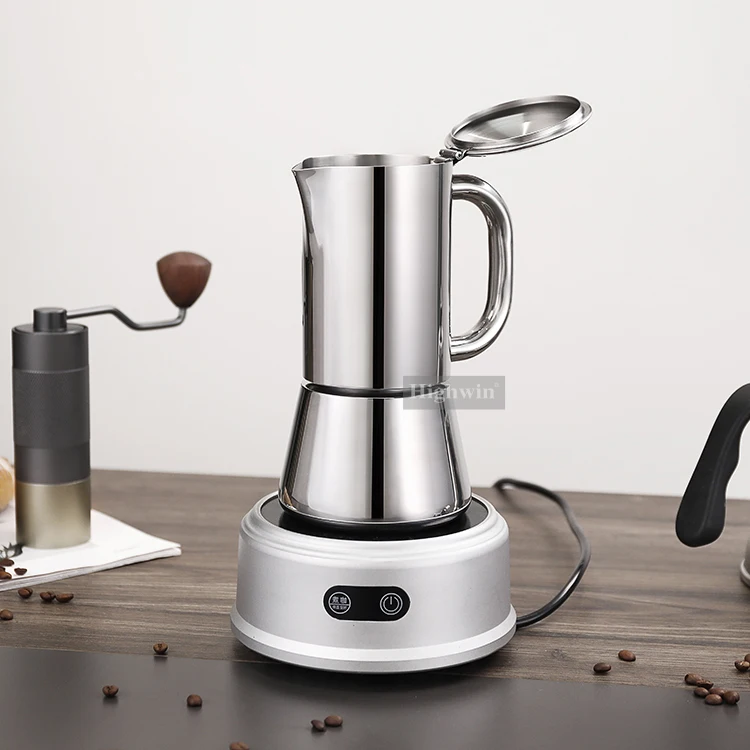 HGIHWIN Stovetop Espresso Maker 6 Cups Stainless Steel Moka Pot Coffee Maker