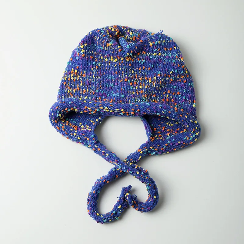 Autumn And Winter Ear Protection Full Head Cover Windproof Knitted Hats Cute Rainbow Cat Ear Beanies Hat Pullover Hats Women