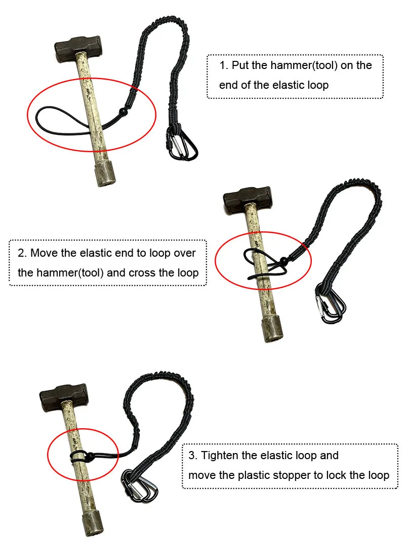 Hongyu High Quality Work Nylon Safety Coil Tool Lanyard With Double Stainless Steel Carabiner Loop End
