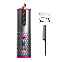 Ceramic Auto Hair Curl USB Rechargeable Portable Wireless Hair Spin Curler Automatic Cordless Curling Iron
