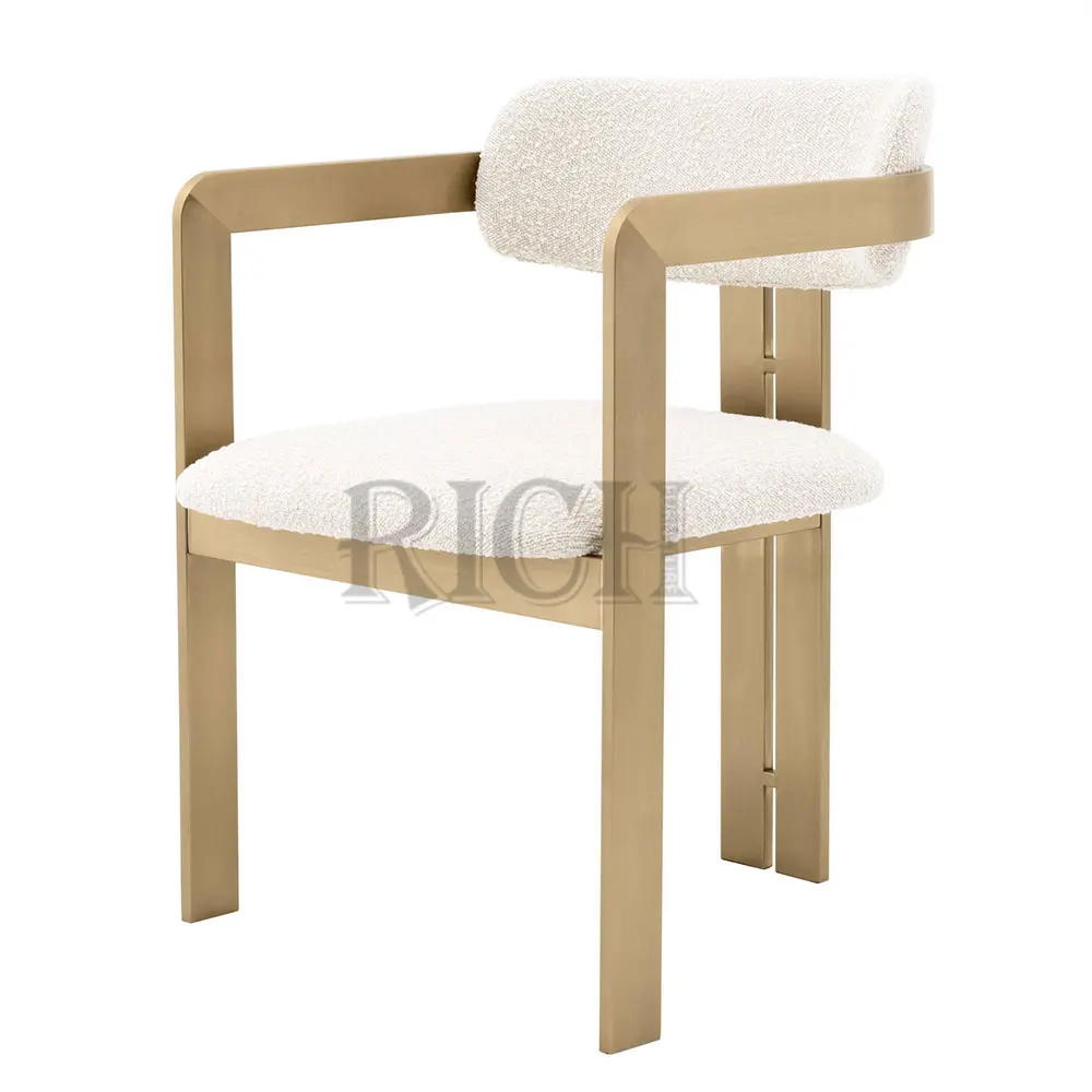 
Mid Century modern Dining chair teddy fabric metal leg dinner chair Furniture Fabric Velvet Restaurant Chair 