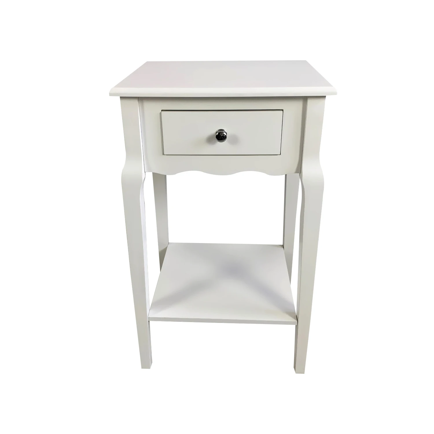 
French Style Modern White Nightstand Bedside Corner Table Coffee Table With One Drawer 