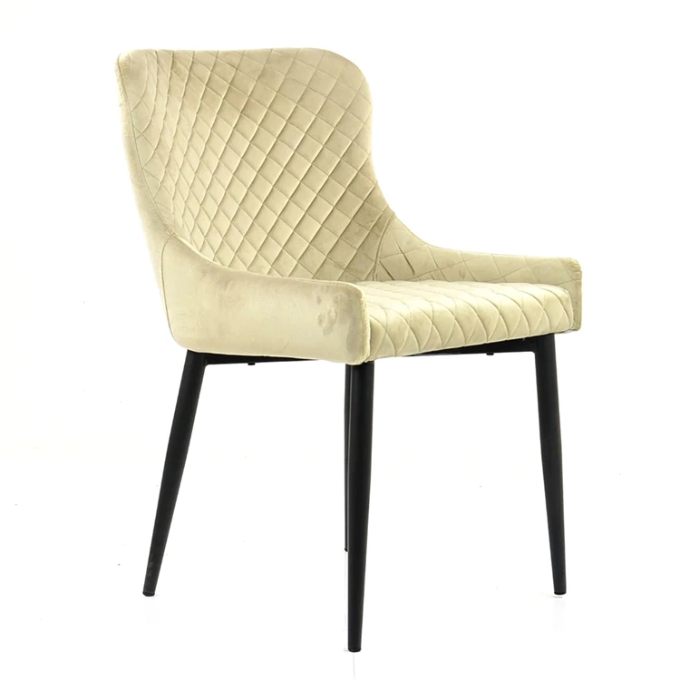 
High quality wholesale household furniture french modern velvet dining chairs with metal base 