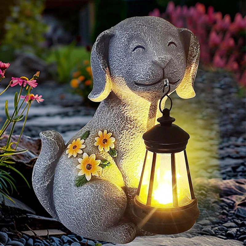 BSCI Factory Dinosaur Garden Dragon Statue Outdoor Decor Dinosaur Figurine with Solar Light