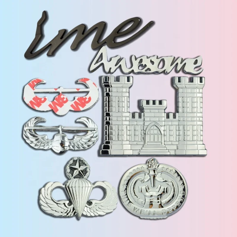 Car Badges And Emblems Chrome Plated Funny Metal Custom Car 3D Logo Grill Decoration Emblem Badge For Sale Cars