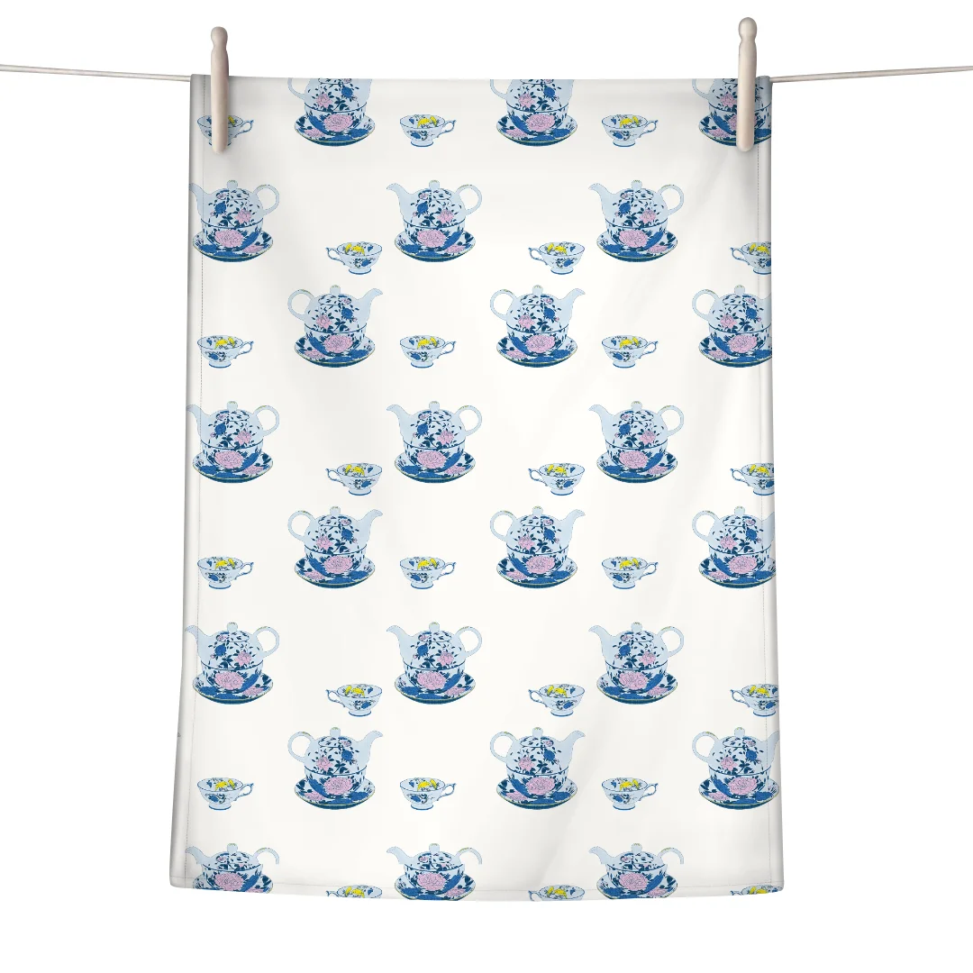 Cotton linen blends Kitchen Tea Towel standard tea towel size custom printing logo double sides printed