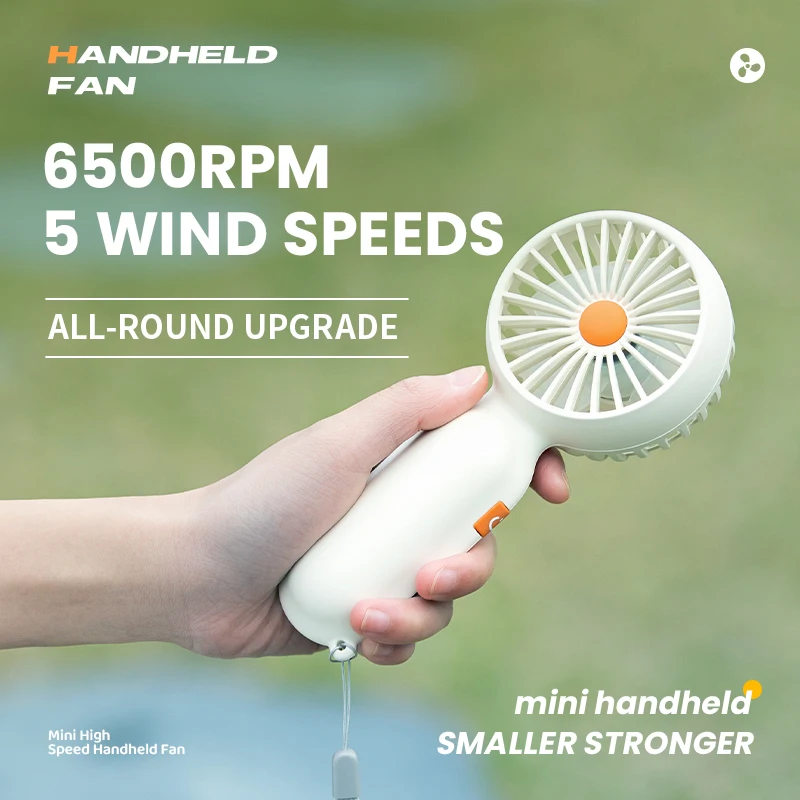 2024 New Strong Wind 5 Speeds Quiet Small Handheld Portable Electric Fan Stand Desk USB Rechargeable Sports Pocket Mini Fan