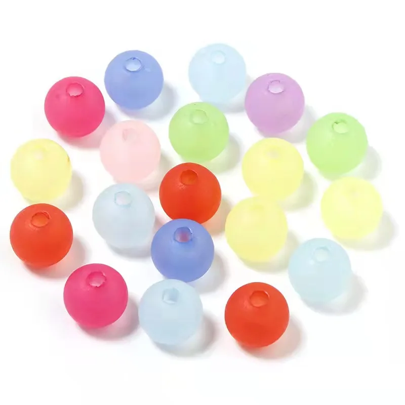 DIY beaded jewelry luggage accessories candy color  matte rubber paint frosted acrylic beads for DIY making