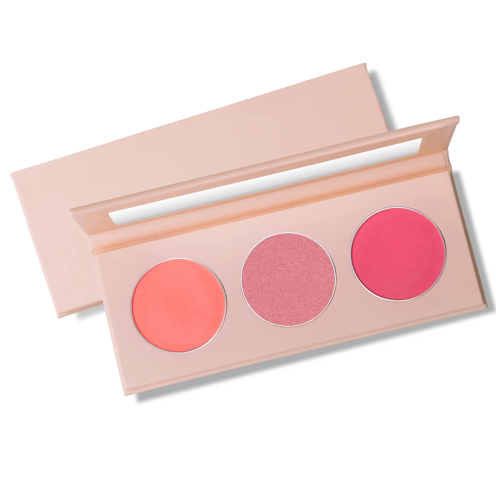 
OEM Private Label Skin Glow High Shimmer Cheek Blusher 3 Colors Blush Palette Customized Private Logo Waterproof Acceepted T/T 