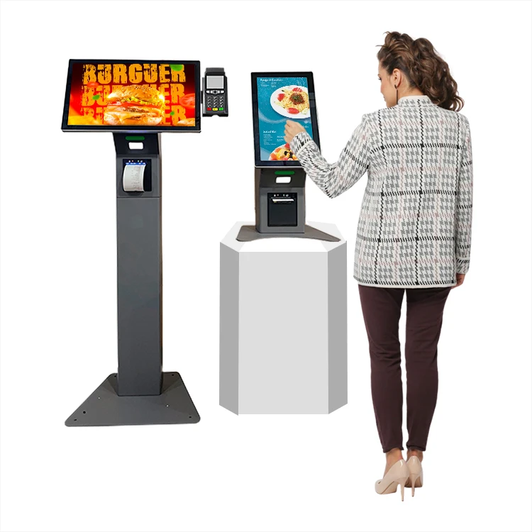 Desktop free standing LCD digital display 21.5 15.6 inch self ordering payment touch kiosk