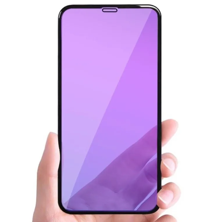 Full cover Anti blue purple light tempered glass screen protector for iphone X 6 7 7plus 8 plus 11 pro max