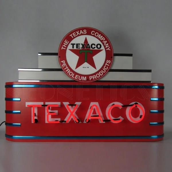 Oem factory china suppliers custom car garage vintage glass neon light sign texaco oil custom glass neon sign
