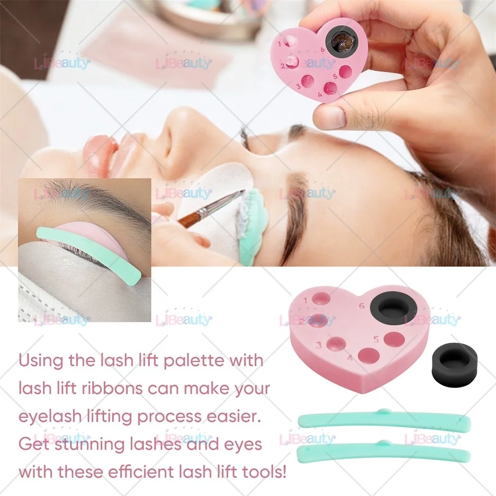 Silicone Tray for Eyelash and Eyebrow lifting Reusable Heart shape Lash extension tray Brow lamination tinting Lash lift palette