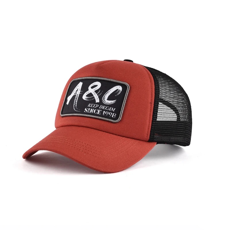 Wholesale Custom Embroidery Patch Logo Classic Vintage Color Block Contrast Trucker Cap 5 Panel Mesh Foam Plain Trucker Hat