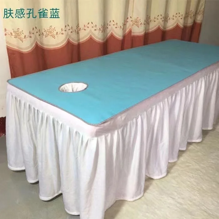 Soft  massage table bed sheet cover with hole massage fitted sheet waterproof and oil-proof, soft leather massage  sheets
