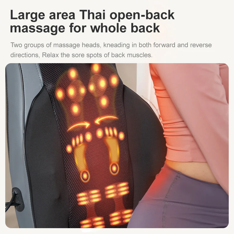 Luxury Electric Neck shoulder Shiatsu lumbar Thai open whole back buttocks Massage Kneading Seat Vibrating Massage Cushion