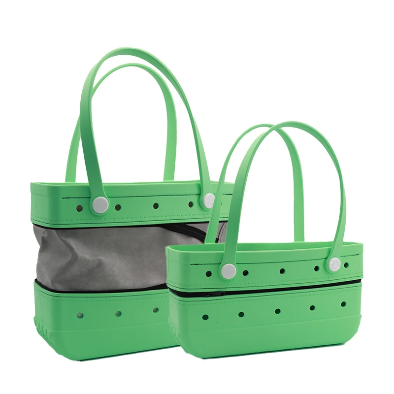 Waterproof zipper eva beach tote bag fashion design swimming pool waterproof eva handbag rubber eva beach bag