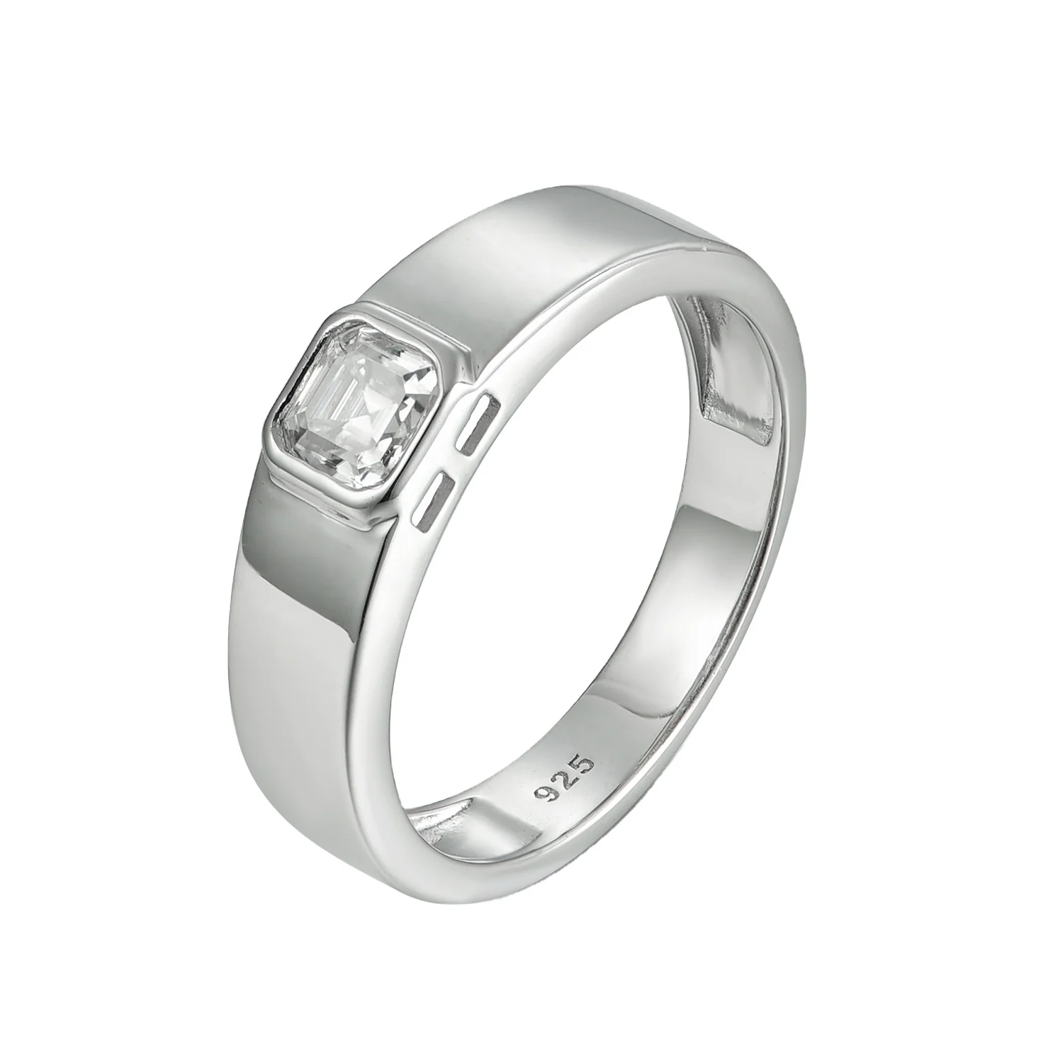 Fashion Simple Style Wholesale 925 Silver High Quality Square D Color VVS Moissanite Diamond Engagement Iced Out Ring for Men