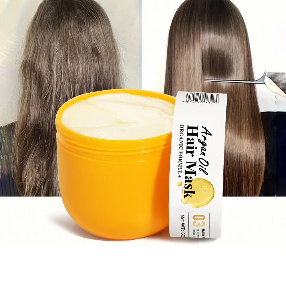 OEM Natural Argan Oil Hair Mask 300ml Organic Herbal Smoothing Nourishing Repair Hair Mask Cream