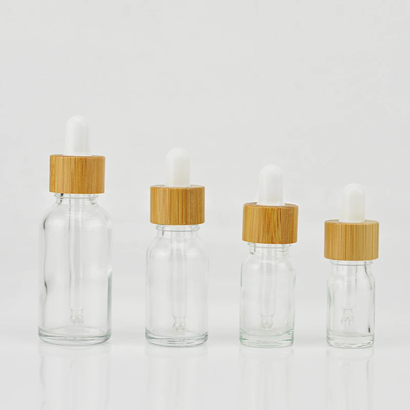 Reihey Frosted Glass Dropper Bottles With Bamboo Lid Empty Essential Oil Bottles With Glass Pipettes