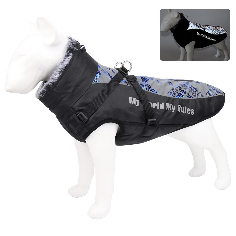 NEW  Adjustable Dog Clothes Warm Fur Hoodie Dog Jackets for Outdoor Sport