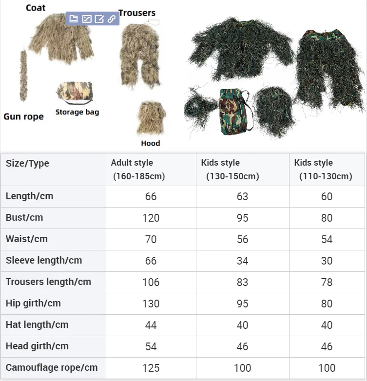 Портативный Легкий Воздухопроницаемый костюм Ghillie новый дизайн сделано в