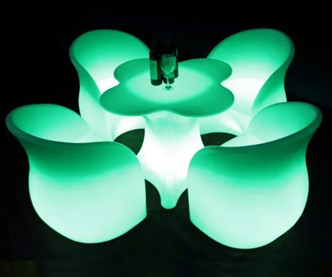 Factory sale cheap plastic tables and chairs rechargeable led bar furniture