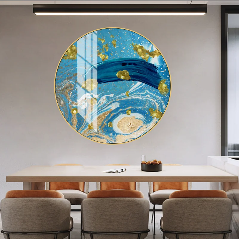 Abstract Art Deco Customized Ocean Beautiful Scenery Acrylic Round Crystal Porcelain Painting