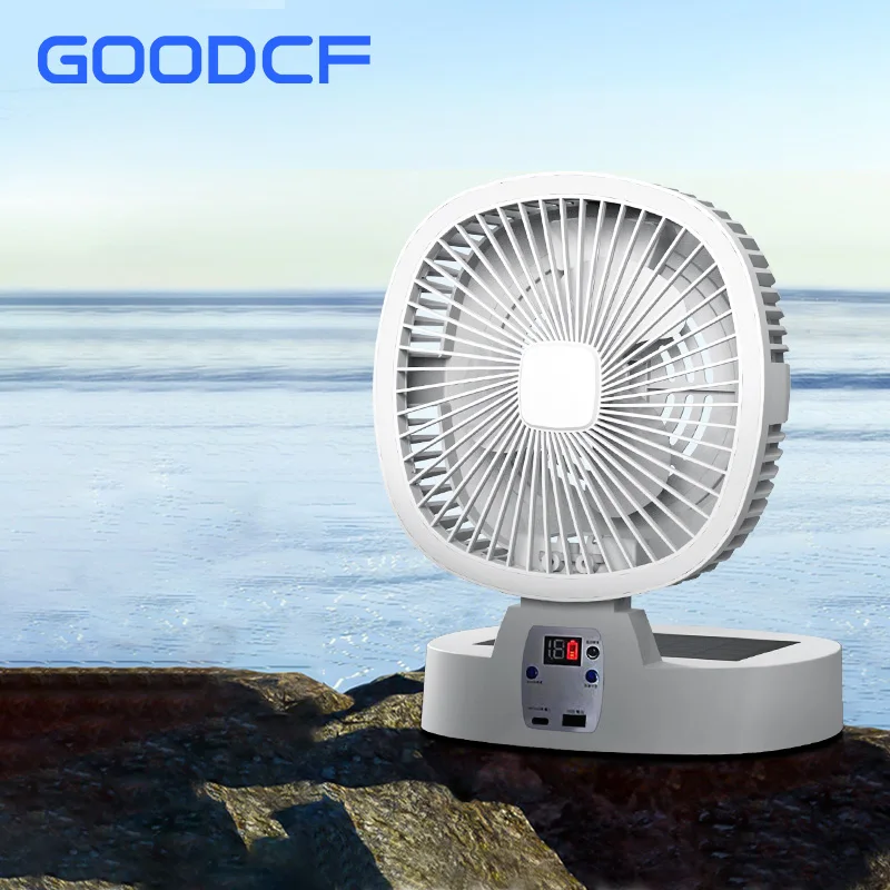 2023 Good Sale Outdoor solar air circulation fan desktop camping portable foldable fan RC long endurance power bank